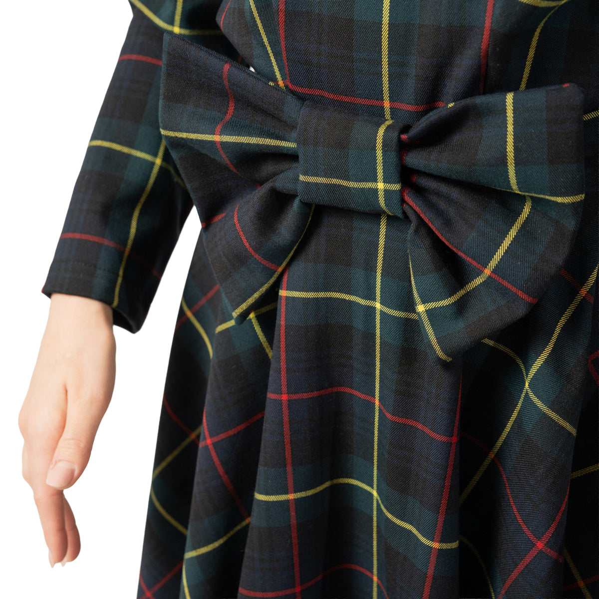 Vestitino ruota in tartan blu e verde a righe