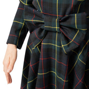 Vestitino ruota in tartan blu e verde a righe