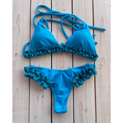 Triangle bikini with glitter ruffles