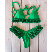 Triangle bikini with glitter ruffles