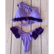 Triangle bikini with glitter ruffles