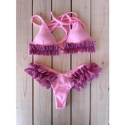 Triangle bikini with glitter ruffles
