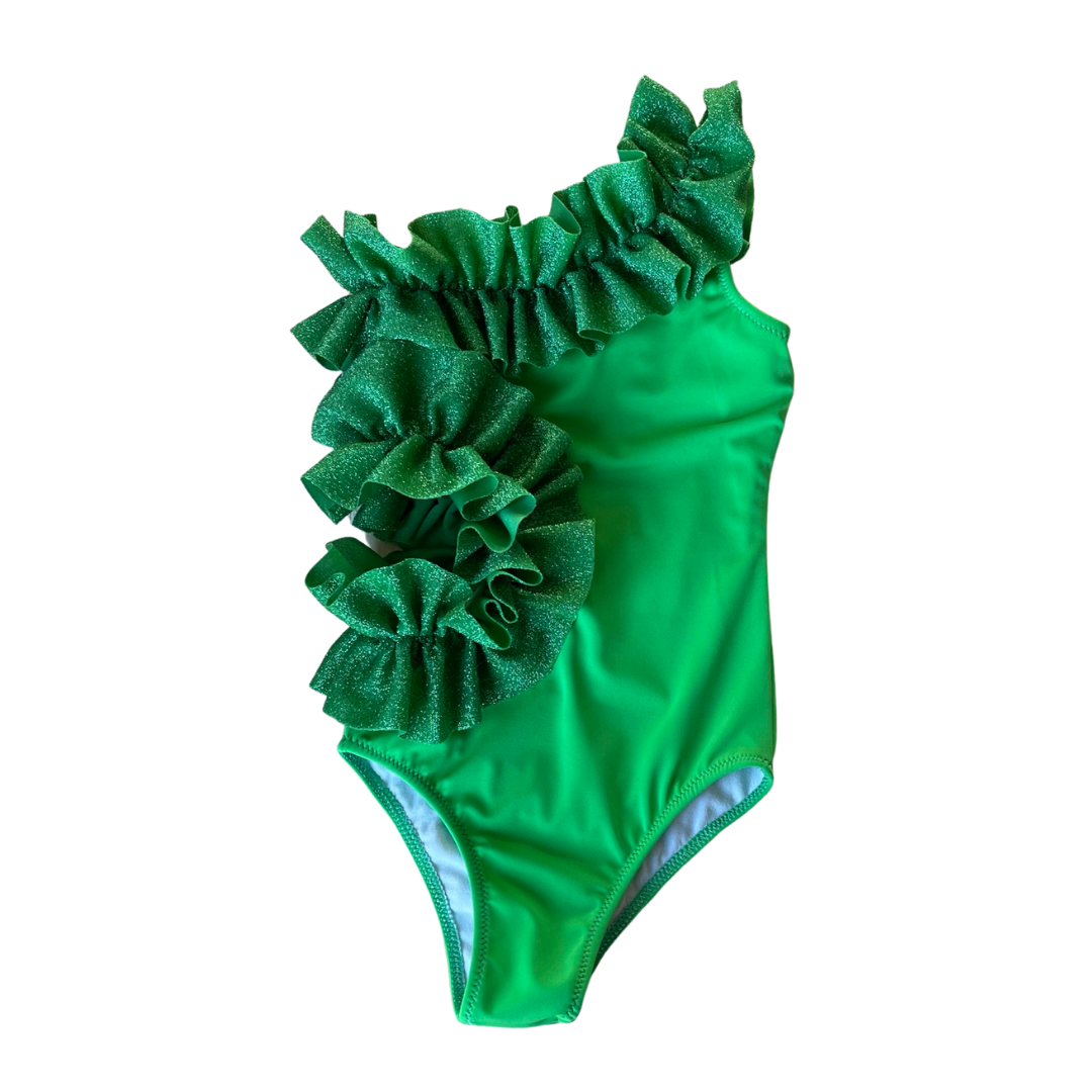 Monospalla green rouches glitter donna