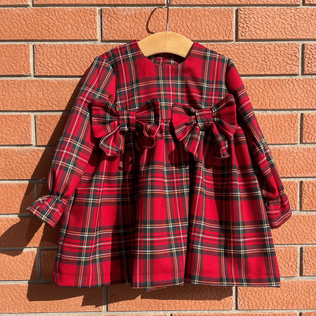 Tartan plaid dress with little bows