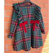 Tartan dress with a green background