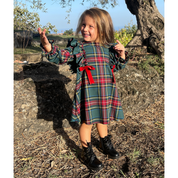 Tartan dress with a green background
