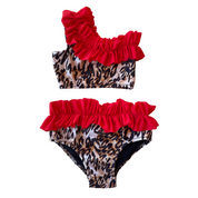 Bikini monospalla leopardato bambina