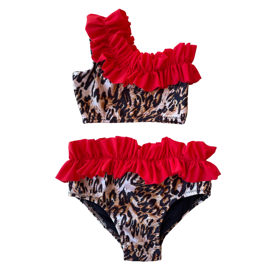 Bikini monospalla leopardato bambina