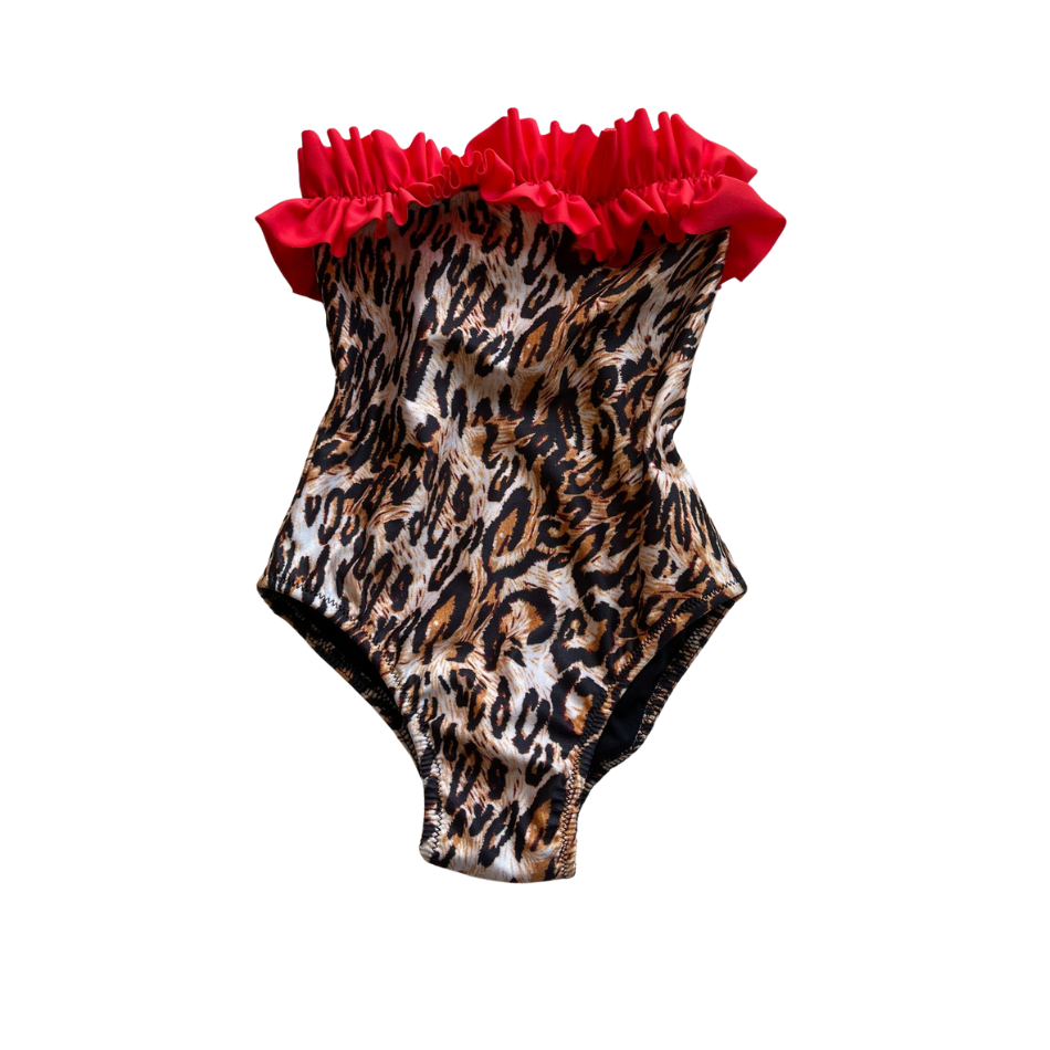 Costume leopardato intero fascia bambina