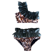 Bikini monospalla leopardato bambina