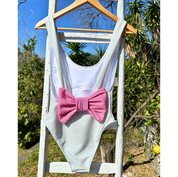 Women's white glitter bow