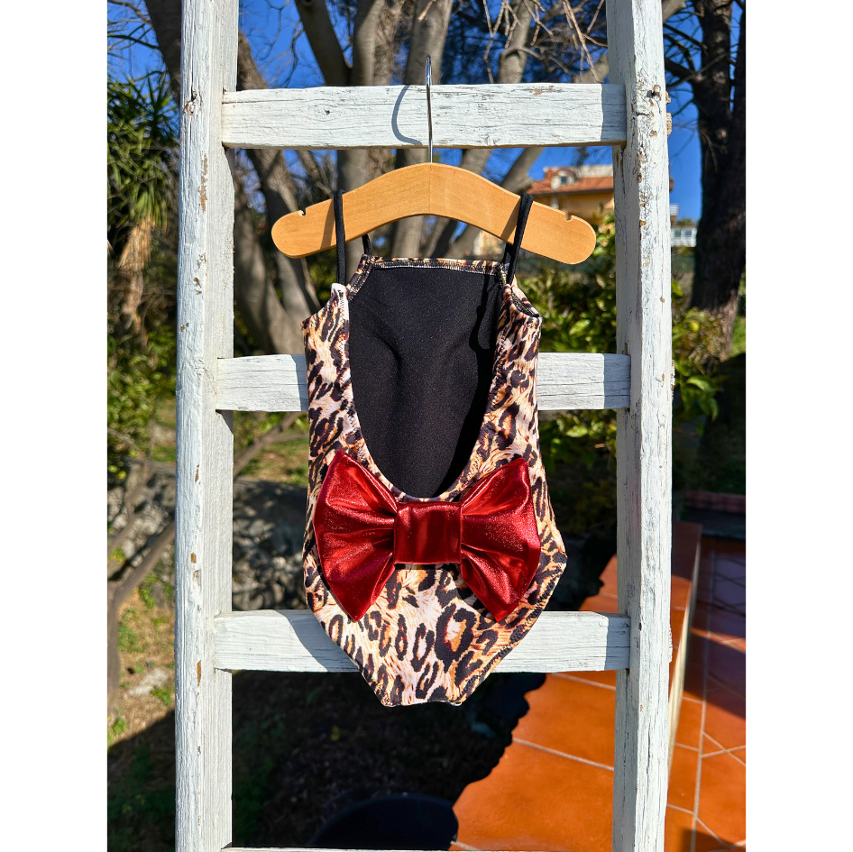 Intero fiocco leopardato bambina