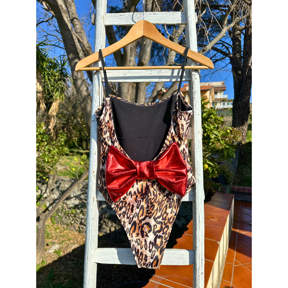 Intero fiocco leopardato donna