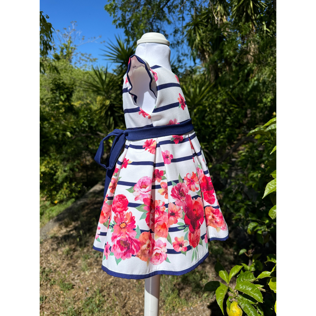 Floral striped tailored dress