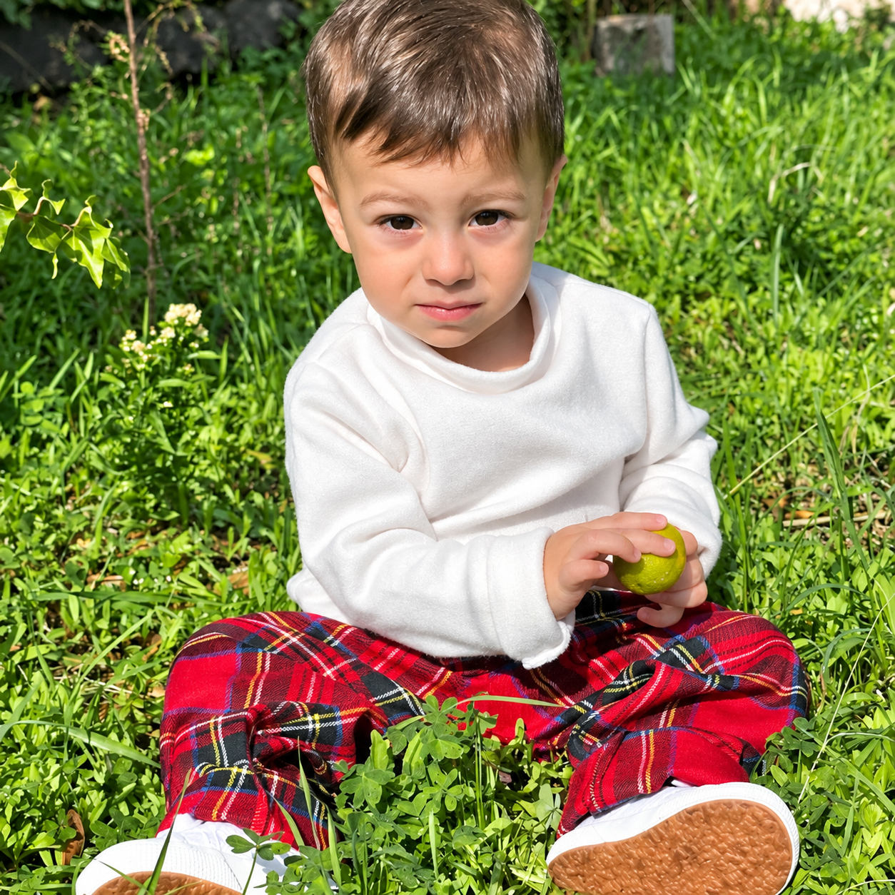 Children's tartan sweater and trousers