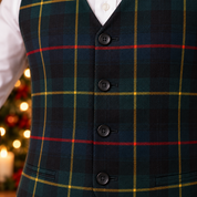 Gilet in tartan scozzese blu e verde a righe con papillon adulto