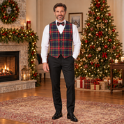 Gilet in tartan scozzese classico con papillon adulto