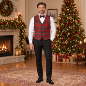 Gilet in tartan scozzese classico con papillon adulto