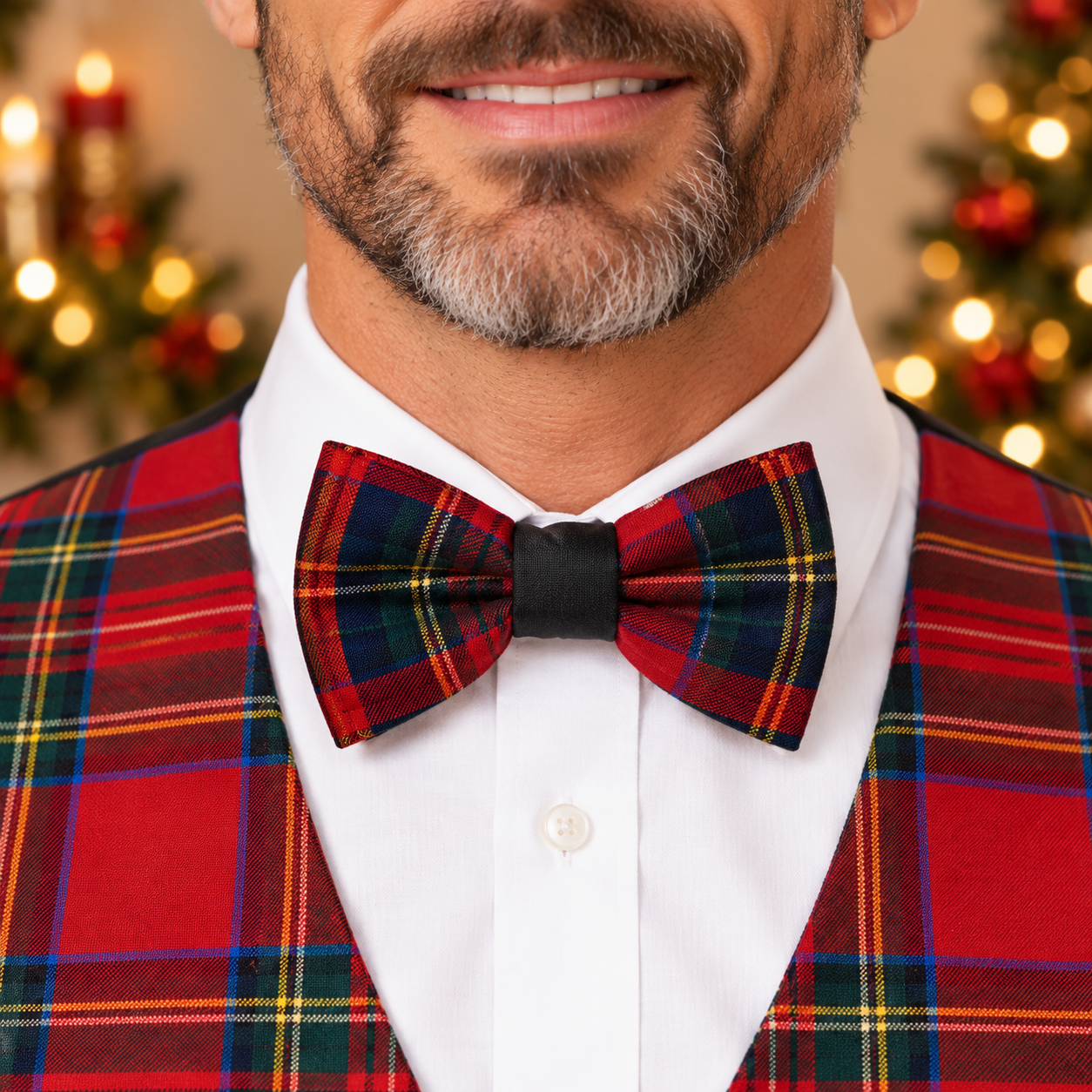 Gilet in tartan scozzese classico con papillon adulto
