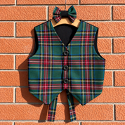 Gilet in tartan scozzese classico con papillon bambino
