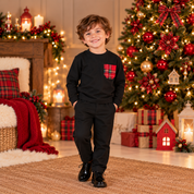 Maglione con taschino in tartan bambino