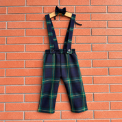 Blue and green tartan trousers for children