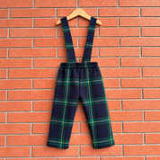Blue and green tartan trousers for children