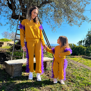Mustard ruffled mommy jumpsuit