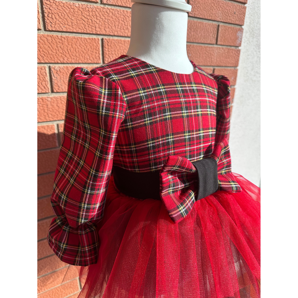 Tartan tulle dress for girls 