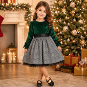 Vestitino velluto principe di Galles bambina