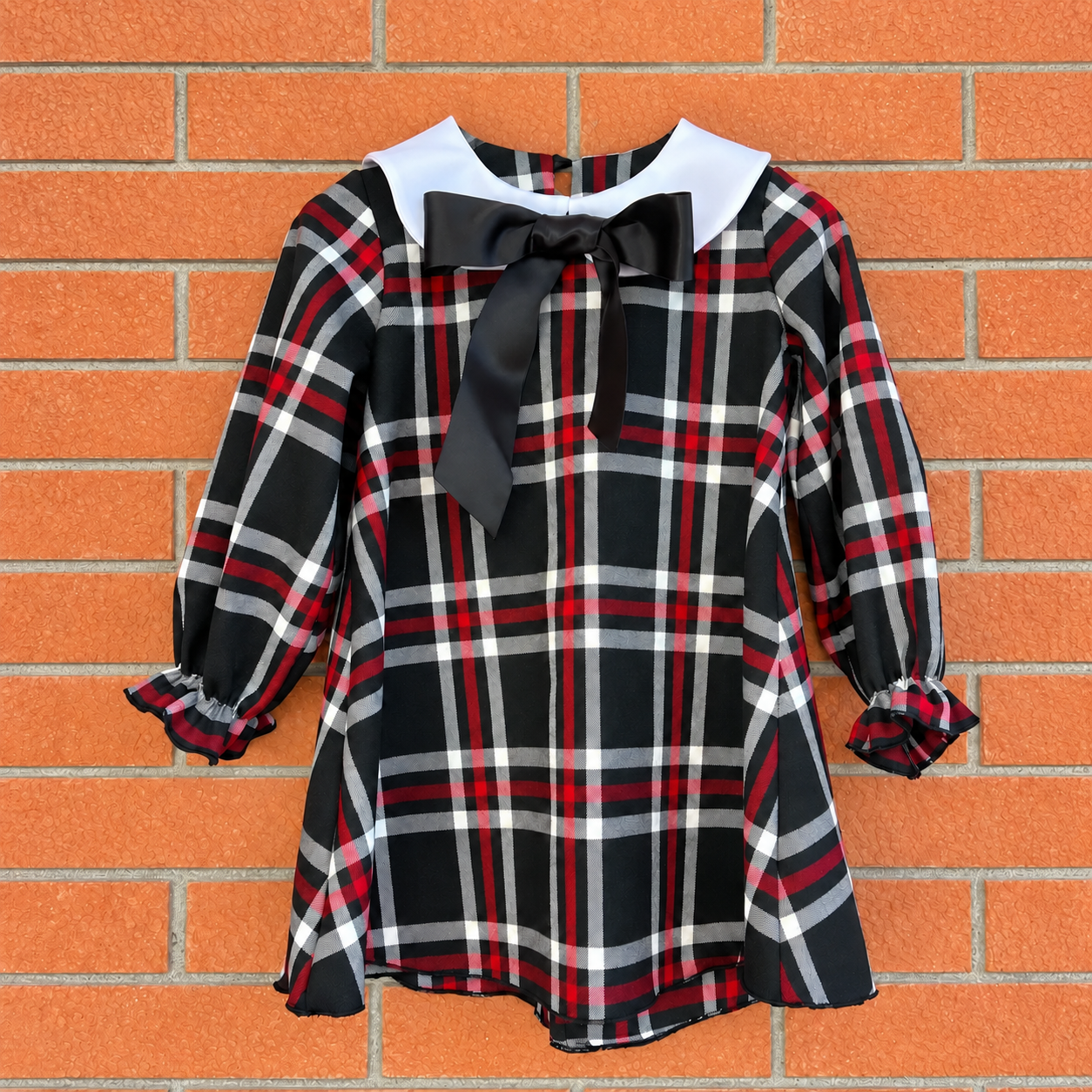 Vestitino tartan fondo nero bambia