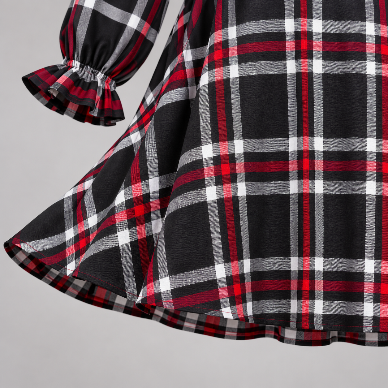 Vestitino tartan fondo nero donna