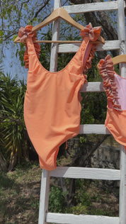 Girl's mandarin one-piece swimsuit